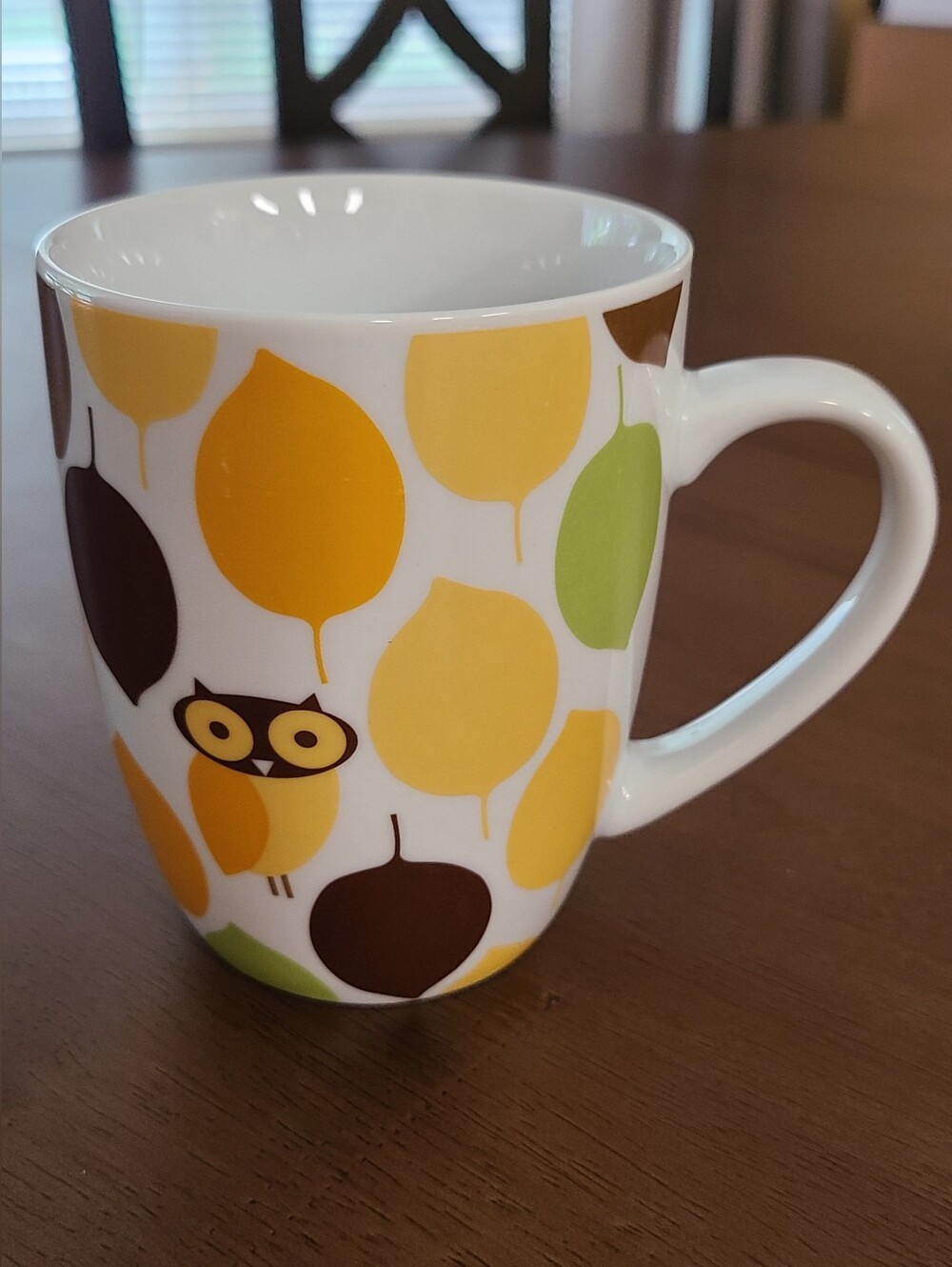 Rachael Ray "Little Hoot" Owl & Fall Leaves Ceramic Coffee Mug, 10–12oz